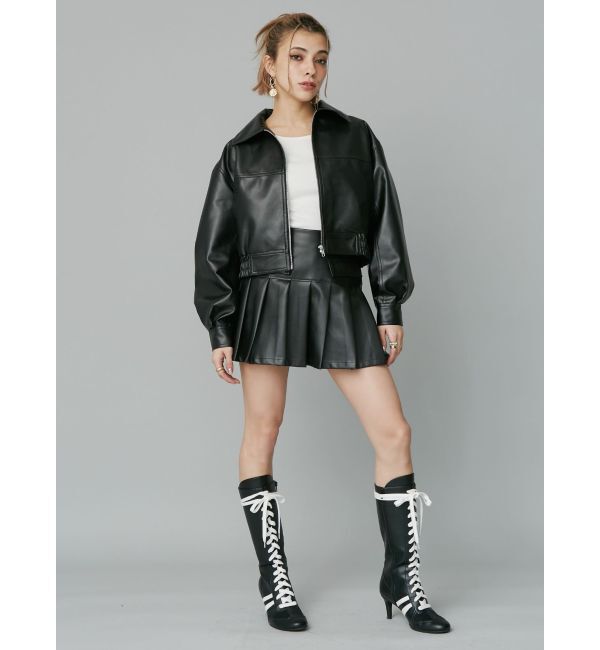 EVRIS「レザーライクコンパクトブルゾン【セットアップ着用可能】」|ブルゾン・スタジャン|