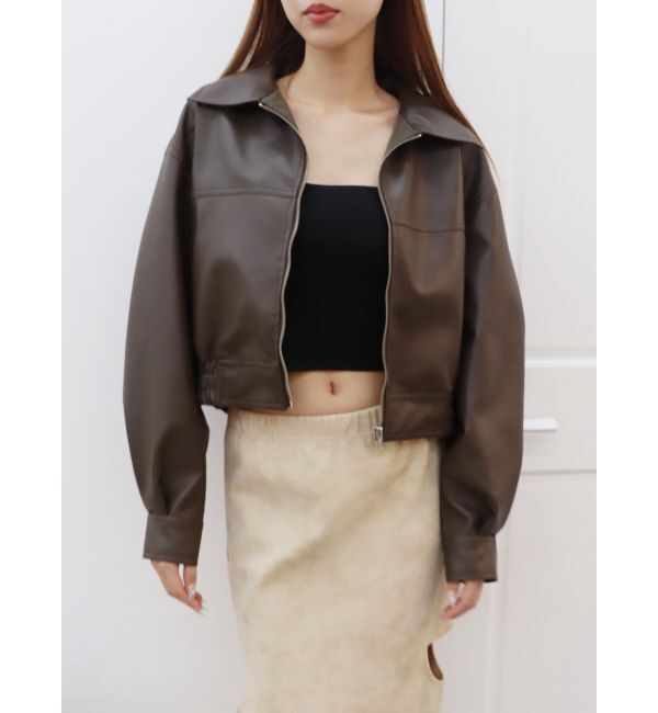 EVRIS「レザーライクコンパクトブルゾン【セットアップ着用可能】」|ブルゾン・スタジャン|