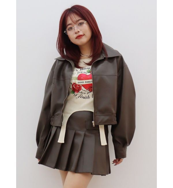 EVRIS「レザーライクコンパクトブルゾン【セットアップ着用可能】」|ブルゾン・スタジャン|