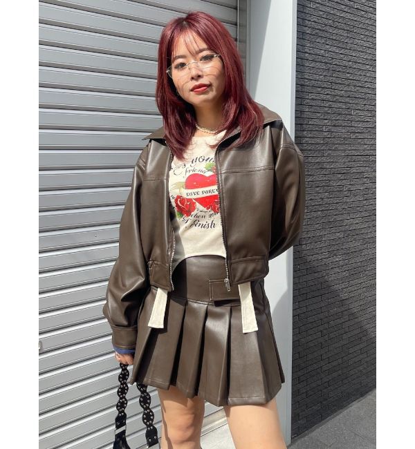 EVRIS「レザーライクコンパクトブルゾン【セットアップ着用可能】」|ブルゾン・スタジャン|