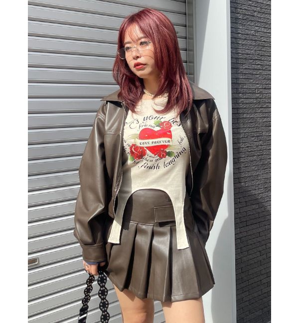 EVRIS「レザーライクコンパクトブルゾン【セットアップ着用可能】」|ブルゾン・スタジャン|