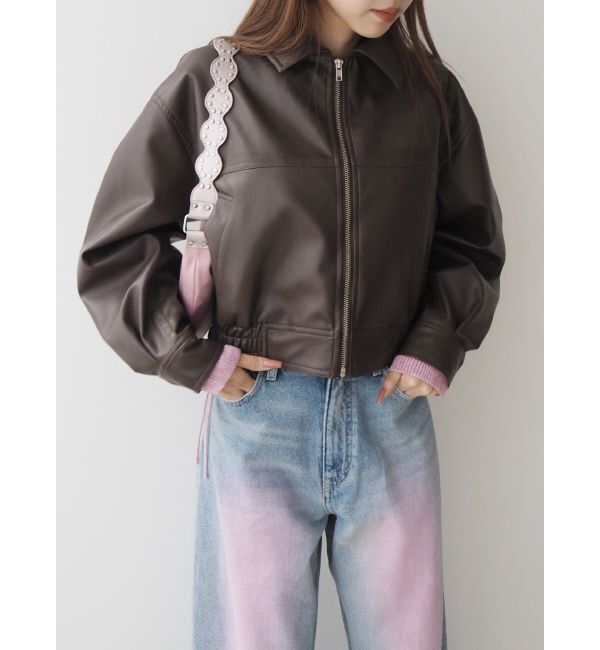 EVRIS「レザーライクコンパクトブルゾン【セットアップ着用可能】」|ブルゾン・スタジャン|