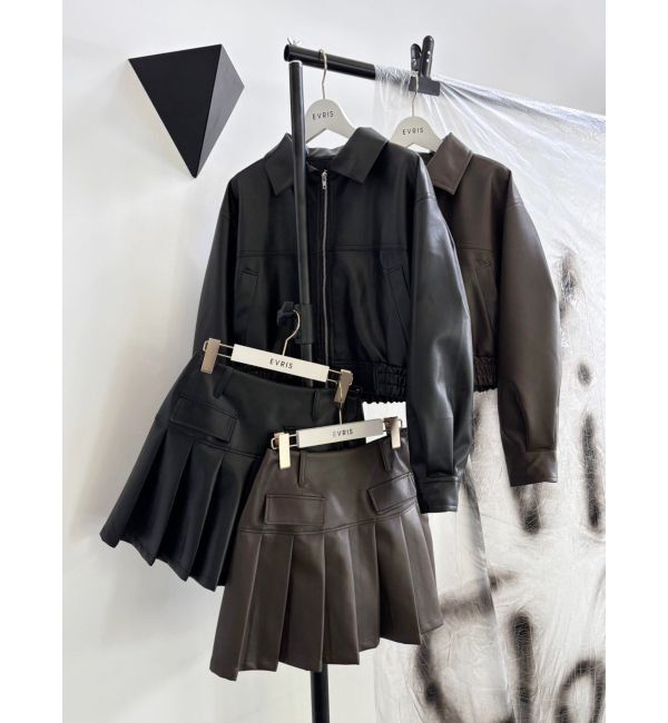 EVRIS「レザーライクコンパクトブルゾン【セットアップ着用可能】」|ブルゾン・スタジャン|