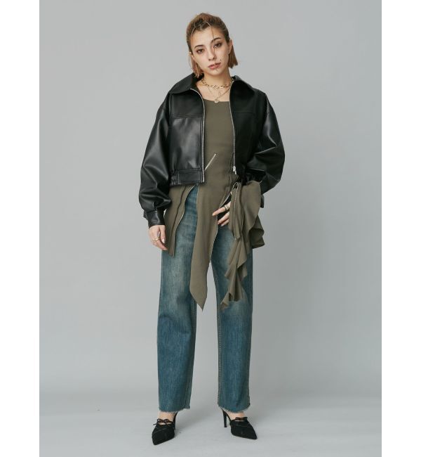 EVRIS「レザーライクコンパクトブルゾン【セットアップ着用可能】」|ブルゾン・スタジャン|