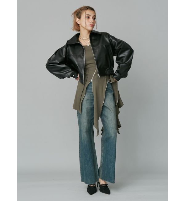 EVRIS「レザーライクコンパクトブルゾン【セットアップ着用可能】」|ブルゾン・スタジャン|