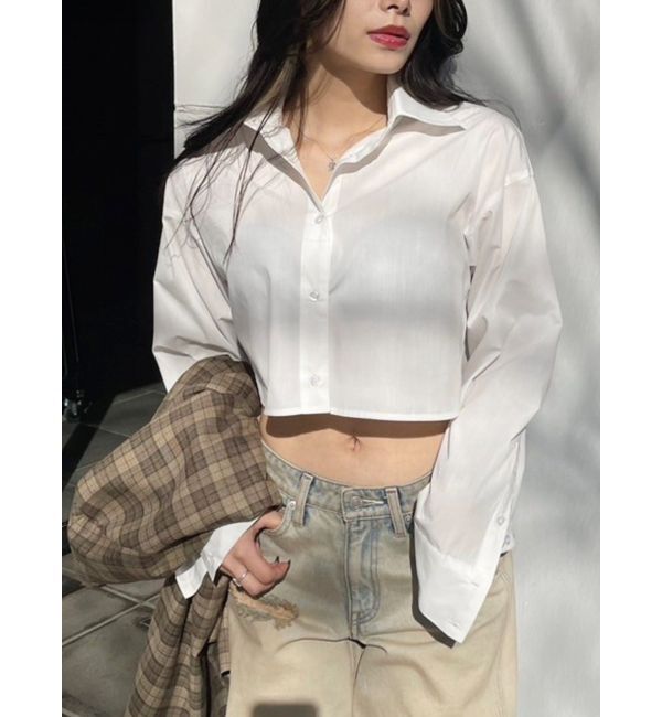 EVRIS「BASICクロップドカラーシャツ」|シャツ・ブラウス|ホワイト