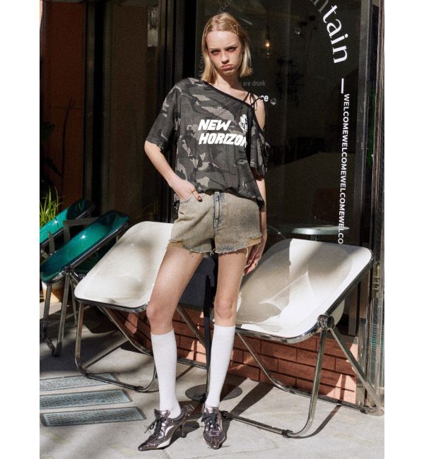 EVRIS「ダメージデニムショートパンツ」|デニム|