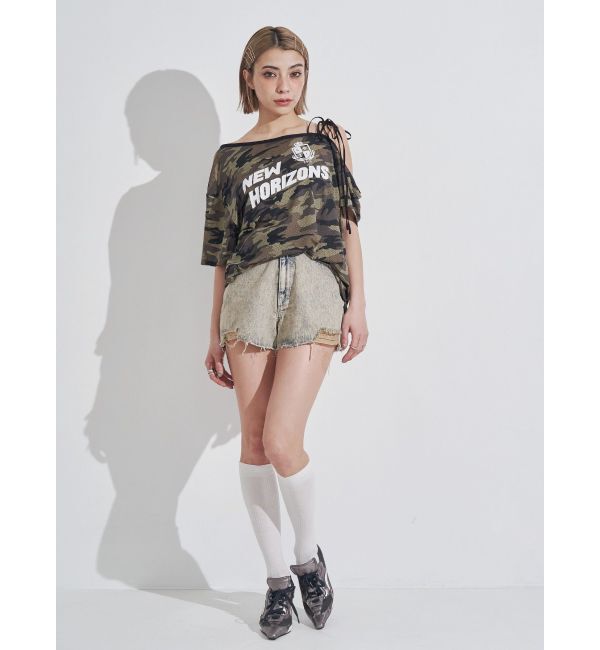 EVRIS「ダメージデニムショートパンツ」|デニム|