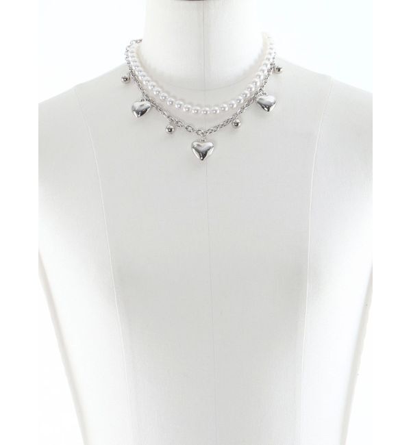 EVRIS「SHELL HEART 2連ネックレス」|ネックレス|