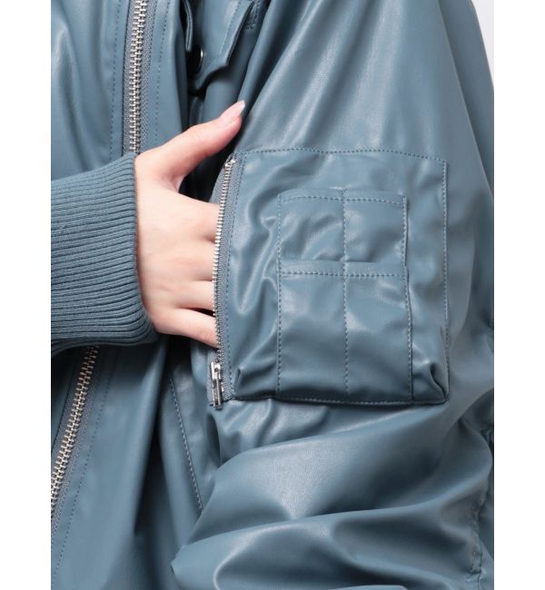 jouetie「フェイクレザーライダースMA-1ジャケット」|ブルゾン・スタジャン|