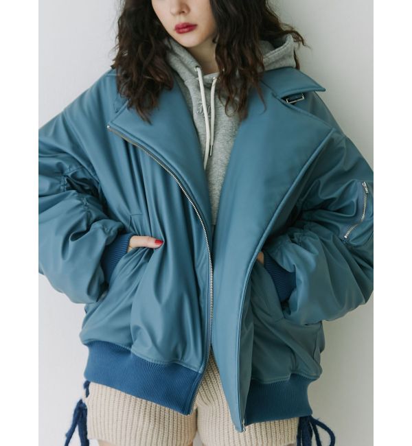 jouetie「フェイクレザーライダースMA-1ジャケット」|ブルゾン・スタジャン|