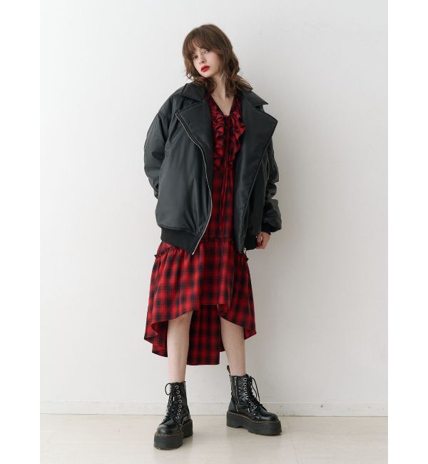 jouetie「フェイクレザーライダースMA-1ジャケット」|ブルゾン・スタジャン|