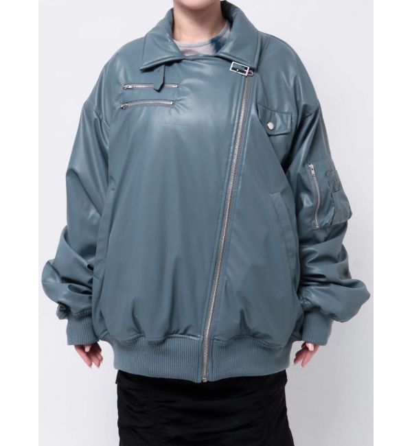 jouetie「フェイクレザーライダースMA-1ジャケット」|ブルゾン・スタジャン|