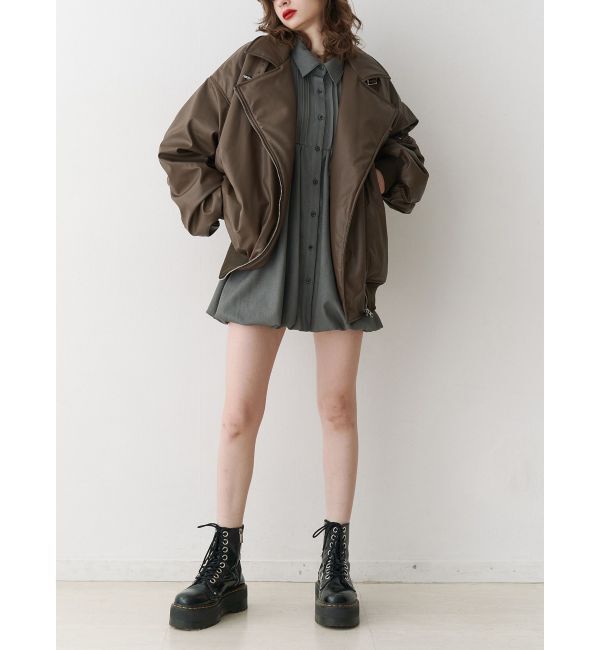 jouetie「フェイクレザーライダースMA-1ジャケット」|ブルゾン・スタジャン|