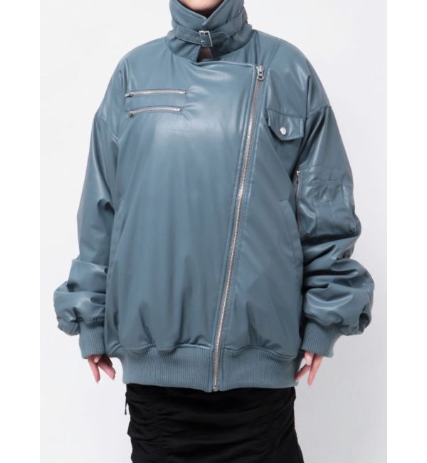 jouetie「フェイクレザーライダースMA-1ジャケット」|ブルゾン・スタジャン|