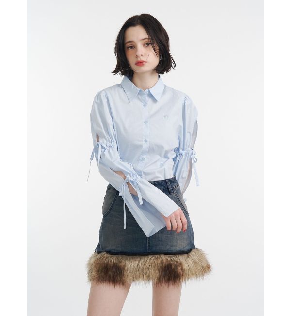 jouetie「スリットリボンスリーブシャツ」|シャツ・ブラウス|ブルー