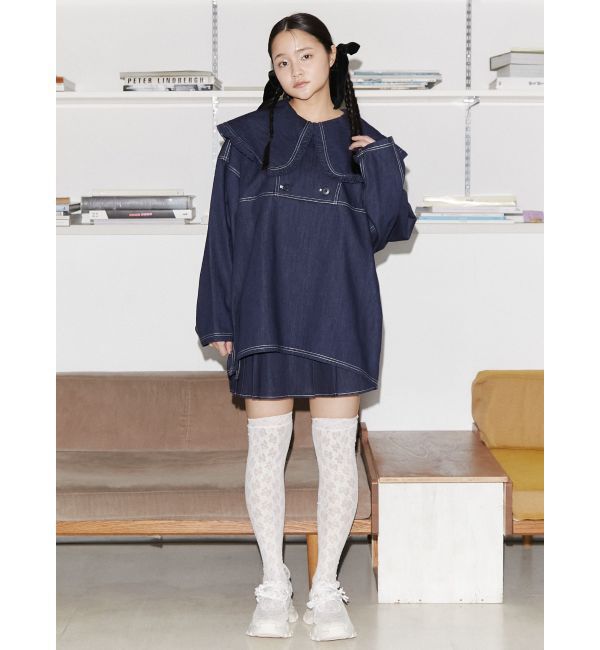 merry jenny「リボンポケットデニムプリーツスカート【セットアップ着用可能】」|スカート|