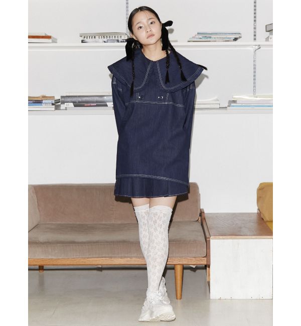 merry jenny「リボンポケットデニムプリーツスカート【セットアップ着用可能】」|スカート|