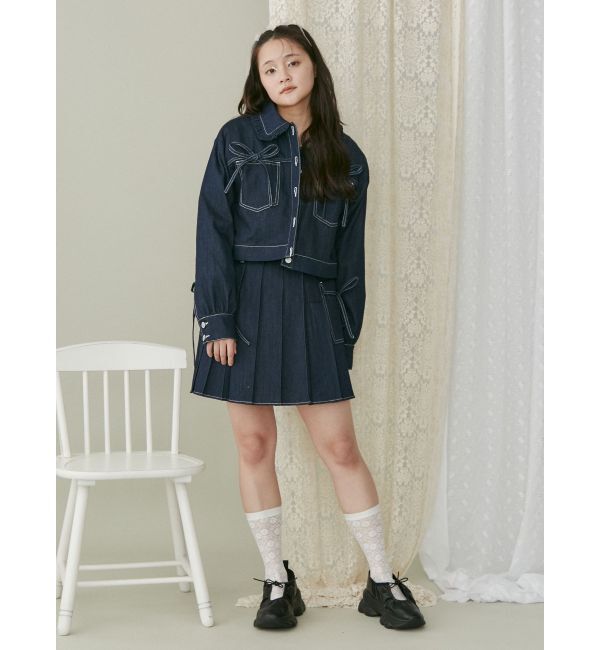 merry jenny「リボンポケットデニムプリーツスカート【セットアップ着用可能】」|スカート|