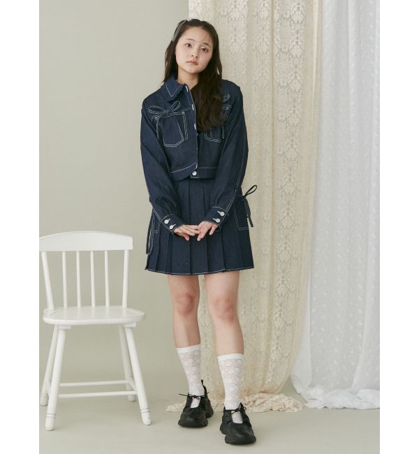 merry jenny「リボンポケットデニムプリーツスカート【セットアップ着用可能】」|スカート|