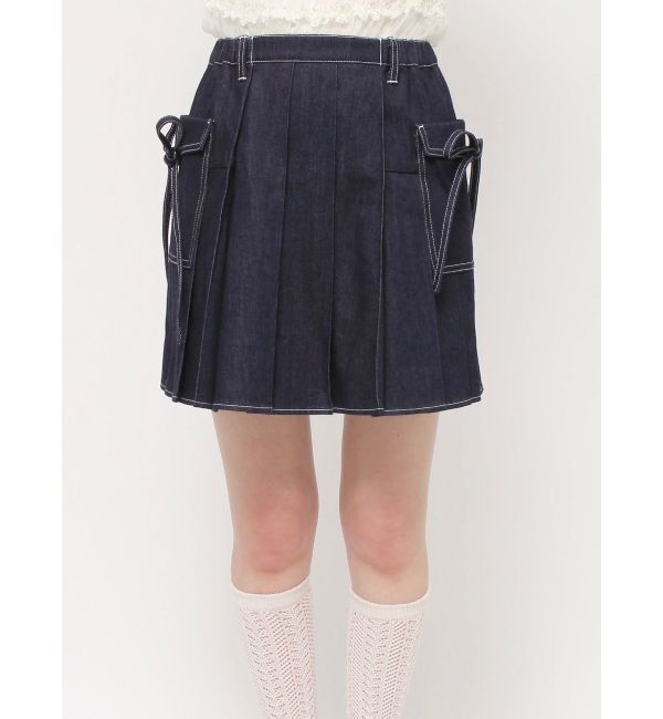 merry jenny「リボンポケットデニムプリーツスカート【セットアップ着用可能】」|スカート|