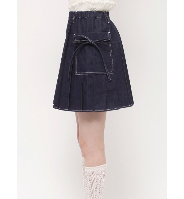 merry jenny「リボンポケットデニムプリーツスカート【セットアップ着用可能】」|スカート|