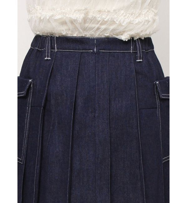 merry jenny「リボンポケットデニムプリーツスカート【セットアップ着用可能】」|スカート|