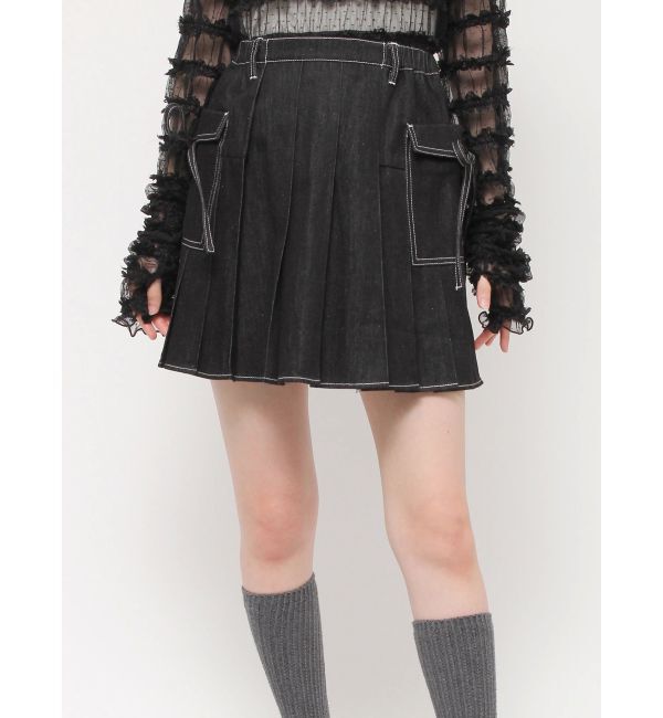 merry jenny「リボンポケットデニムプリーツスカート【セットアップ着用可能】」|スカート|