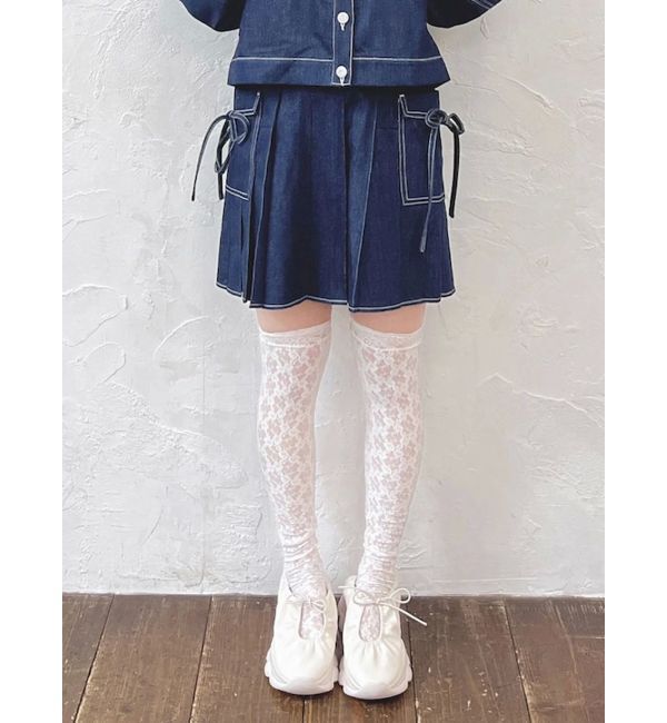 merry jenny「リボンポケットデニムプリーツスカート【セットアップ着用可能】」|スカート|