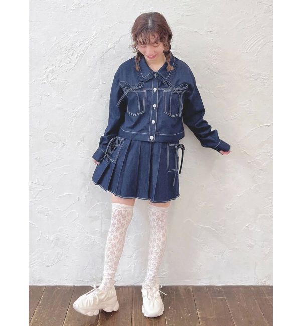 merry jenny「リボンポケットデニムプリーツスカート【セットアップ着用可能】」|スカート|