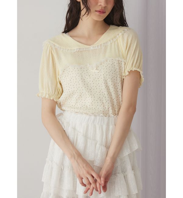 merry jenny「petit flowerセーラートップス」|Tシャツ・カットソー|イエロー
