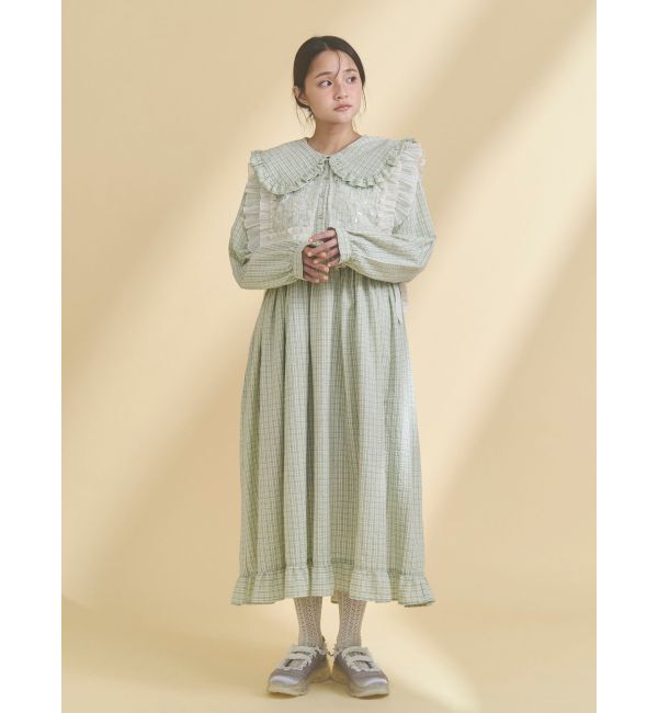 merry jenny「チェックフリルカラーワンピース」|ワンピース|