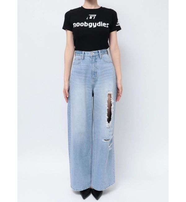 GYDA「ハイウエストRIPPERSワイドパンツ」|デニム|