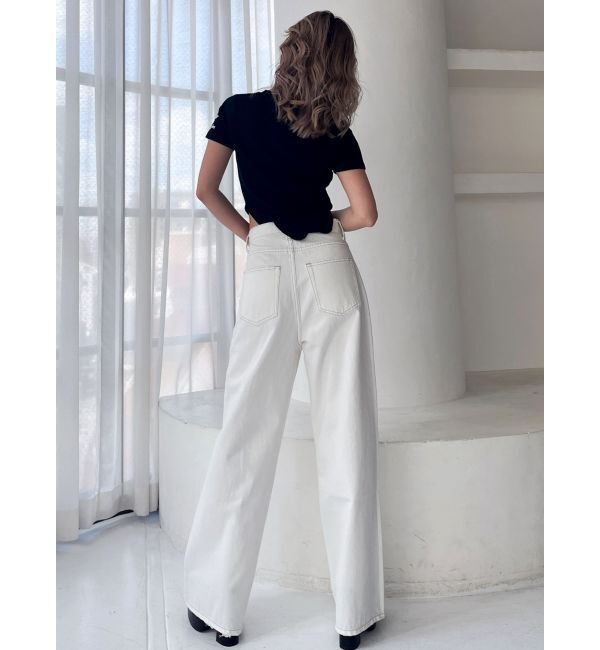 GYDA「ハイウエストRIPPERSワイドパンツ」|デニム|