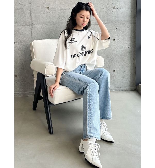 GYDA「ハイウエストBOTH SIDE RIPPEDストレートワイドデニム」|デニム|