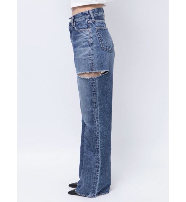 GYDA「ハイウエストBOTH SIDE RIPPEDストレートワイドデニム」|デニム|