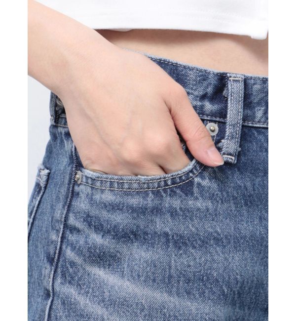 GYDA「ハイウエストBOTH SIDE RIPPEDストレートワイドデニム」|デニム|
