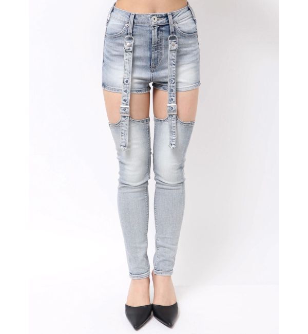 GYDA「ハイウエストdetachableスキニーデニムパンツ」|デニム|