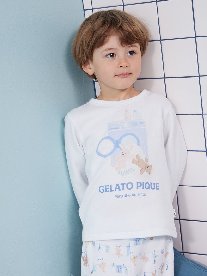 GELATO PIQUE KIDS & BABY「【KIDS】ウォッシングアニマルワンポイントロンT」|ルームウェア|