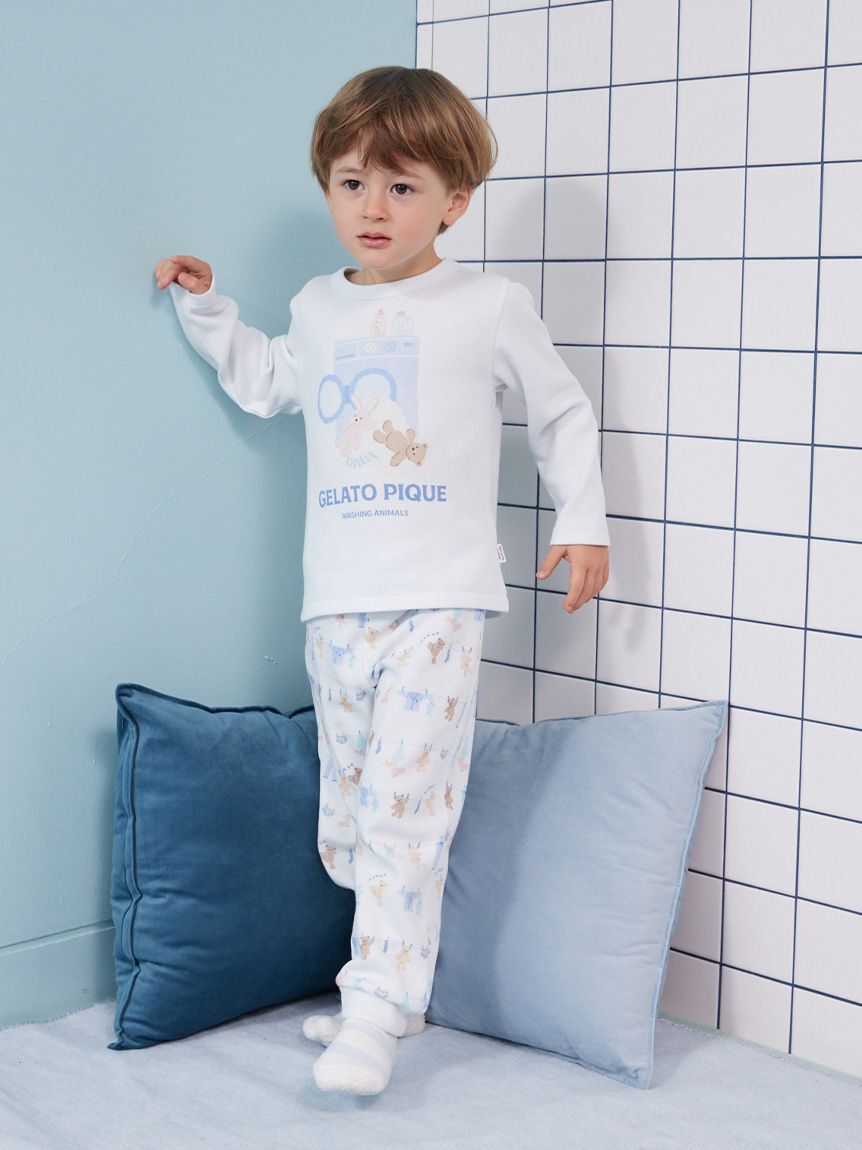 GELATO PIQUE KIDS & BABY「【KIDS】ウォッシングアニマルワンポイントロンT」|ルームウェア|