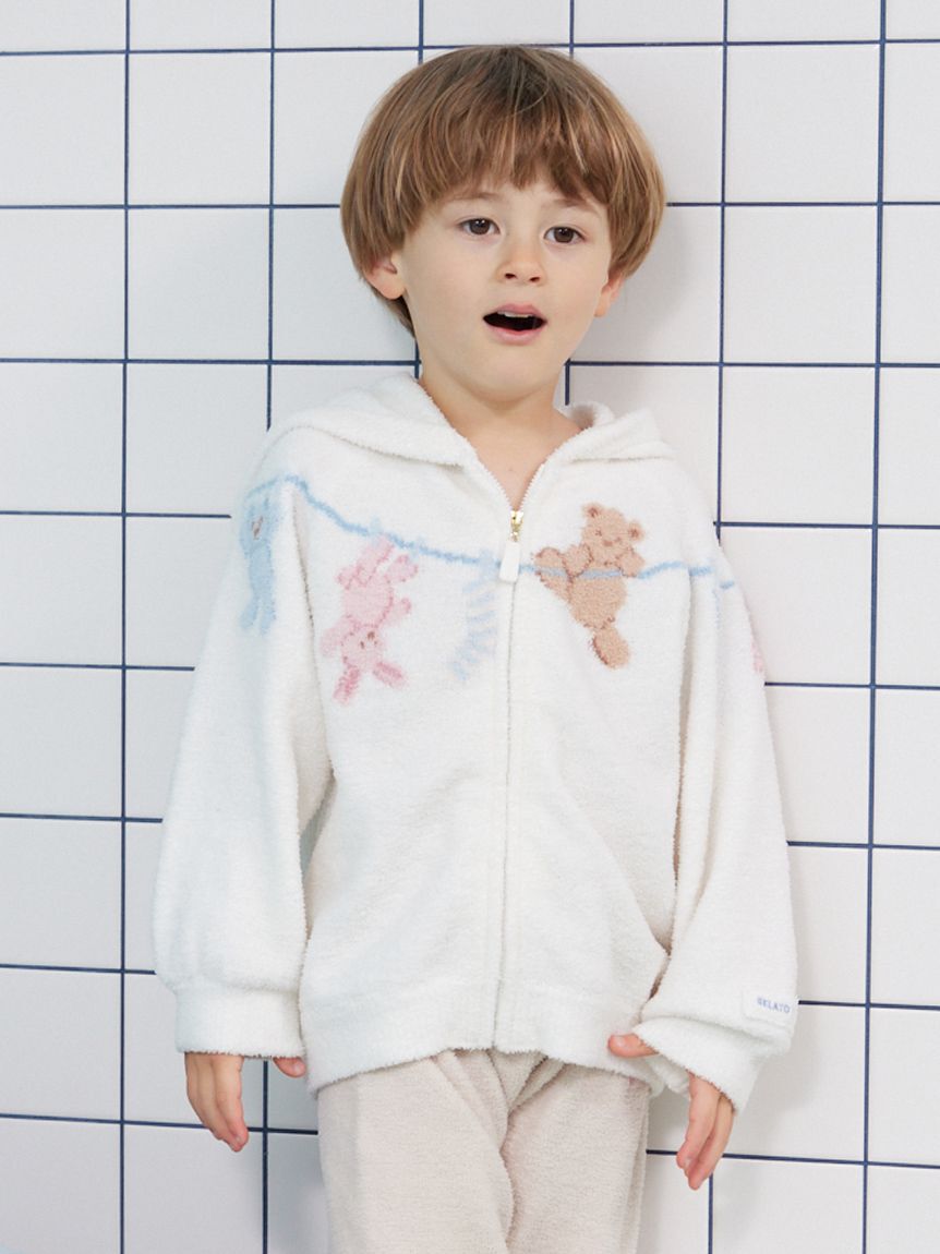 GELATO PIQUE KIDS & BABY「【KIDS】エアリーモコウォッシングアニマルジャガードパーカ」|パーカー|