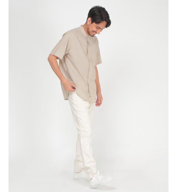 ikka「ヒヤットストライプバンドカラーシャツ」|シャツ・ブラウス|