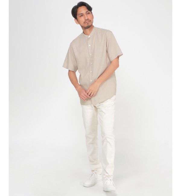 ikka「ヒヤットストライプバンドカラーシャツ」|シャツ・ブラウス|