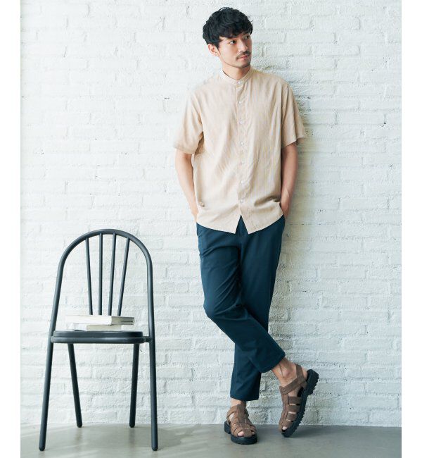 ikka「ヒヤットストライプバンドカラーシャツ」|シャツ・ブラウス|