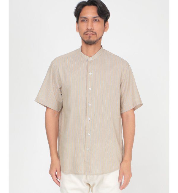 ikka「ヒヤットストライプバンドカラーシャツ」|シャツ・ブラウス|