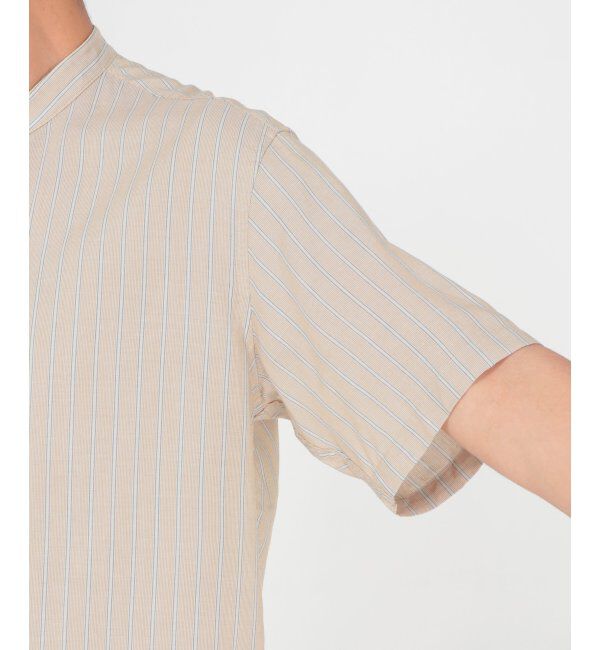 ikka「ヒヤットストライプバンドカラーシャツ」|シャツ・ブラウス|