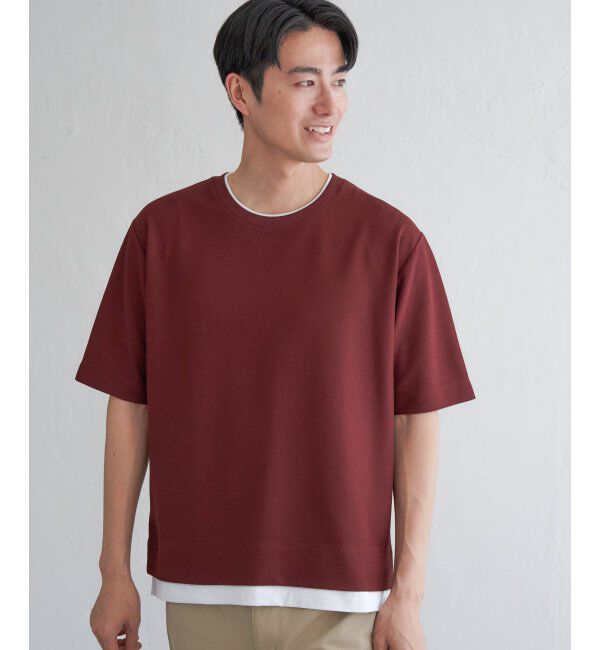 ikka「【吸水速乾】ドライ鹿の子レイヤードTシャツ5分袖」|Tシャツ・カットソー|