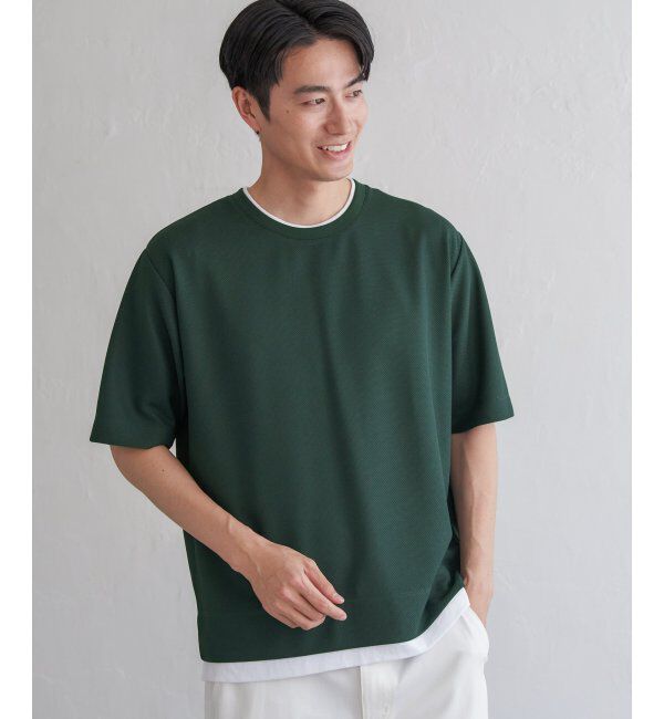 ikka「【吸水速乾】ドライ鹿の子レイヤードTシャツ5分袖」|Tシャツ・カットソー|