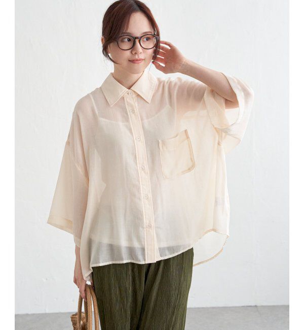 Lbc with Life「シアーボックスシルエットシャツ」|シャツ・ブラウス|オフホワイト