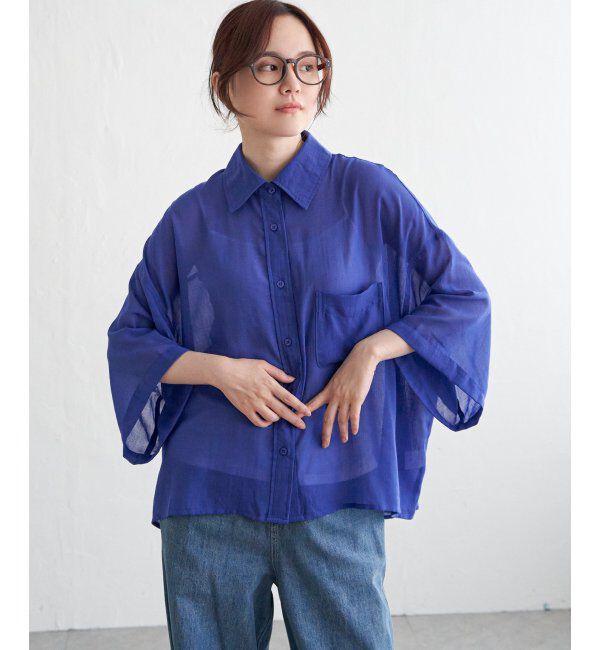 Lbc with Life「シアーボックスシルエットシャツ」|シャツ・ブラウス|ブルー